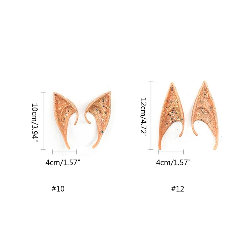 Блестящие латексные маски для косплея с ушками эльфа, блестящие Волшебные уши гоблина, костюм для костюмированной вечеринки на Хэллоуин, Рождество