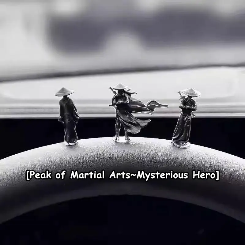 New 6Pcs Mini Chinese Swordsman Figure Exquisite Ancient Car Statue Ornament Cartoon Swordsman Miniatures Interior Decor