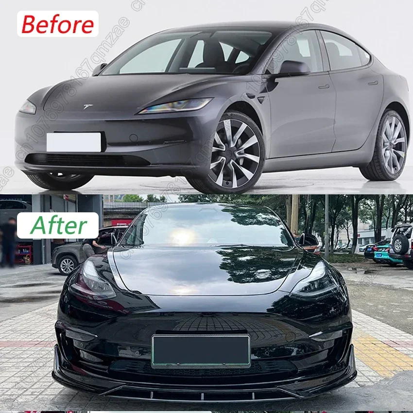 Front Bumper Lip Front Shovel Kit Compatible For Tesla Model 3 2017-2023 Body Spoiler Splitter Kit Protection Guard Accessories