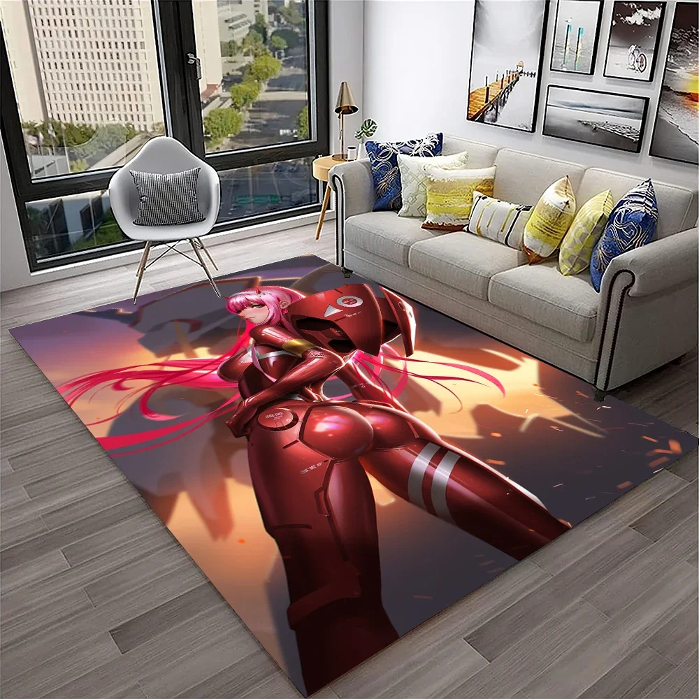 DARLING in The FRANXX Cartoon Zero Two Sexy Girl Carpet Rug for Home Living Room Bedroom Sofa Doormat Decor,Non-slip Floor Mat