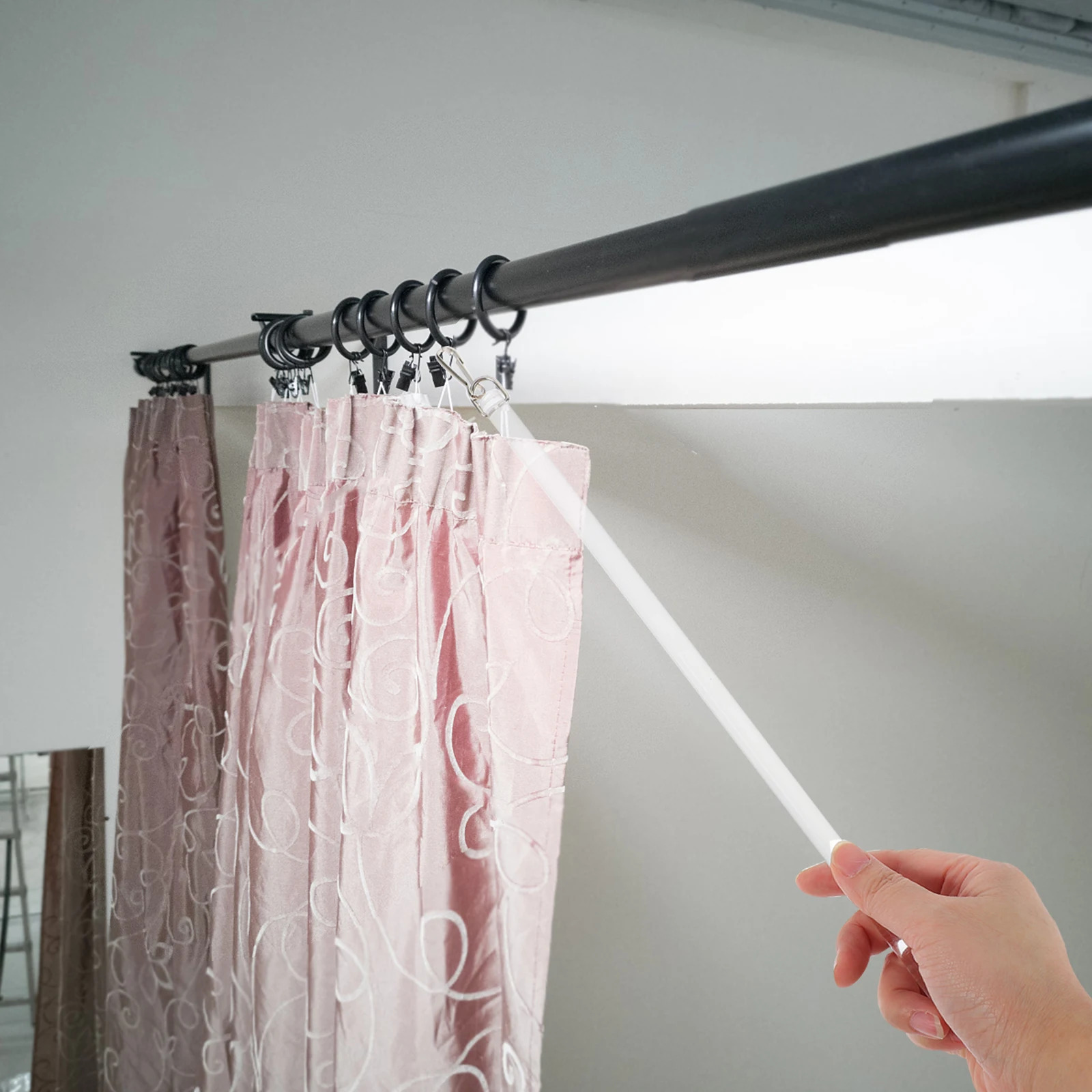 

1Pcs Ergonomic Curtain Pull Wand Durable Blinds Rod Transparent Handle Curtain Accessory