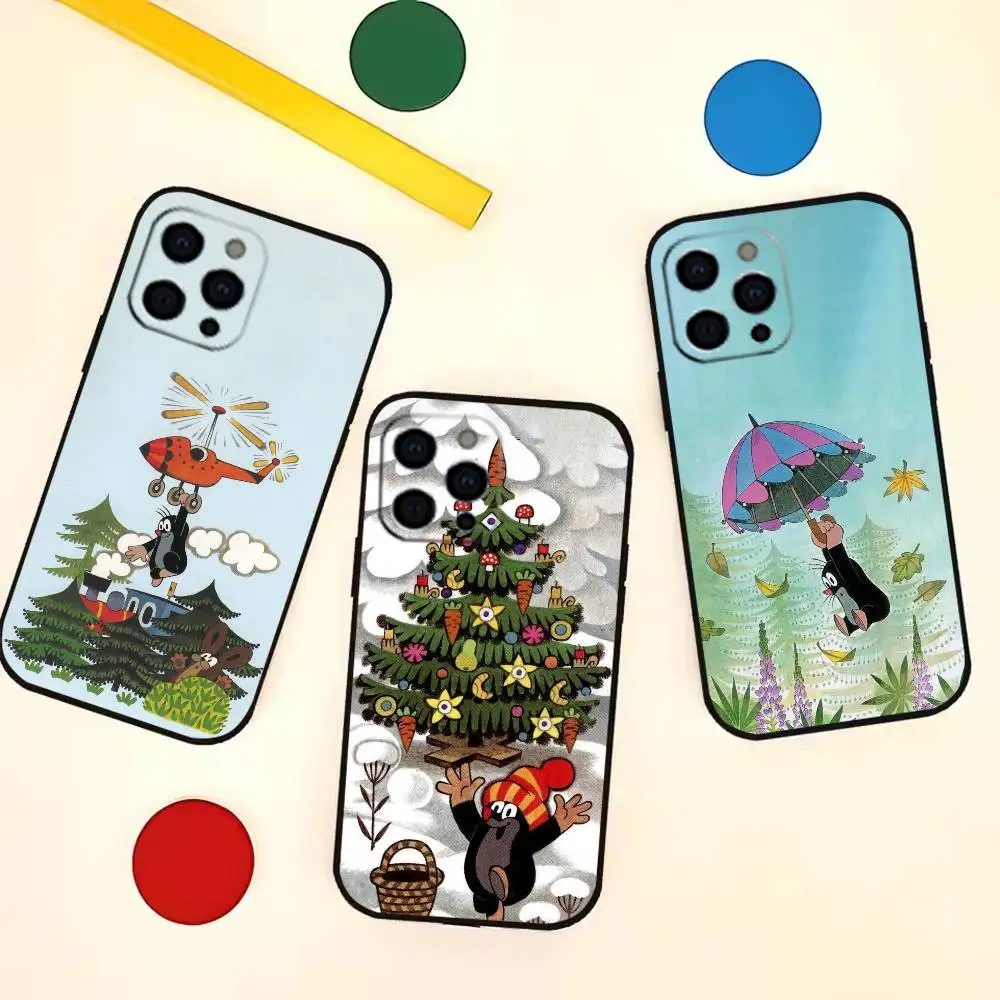 

Classic Cartoon Little Mole Print Phone Case For iPhone 17,16,15,14,13,12,11 Plus,Pro,Max,XS Silicone Soft Cover