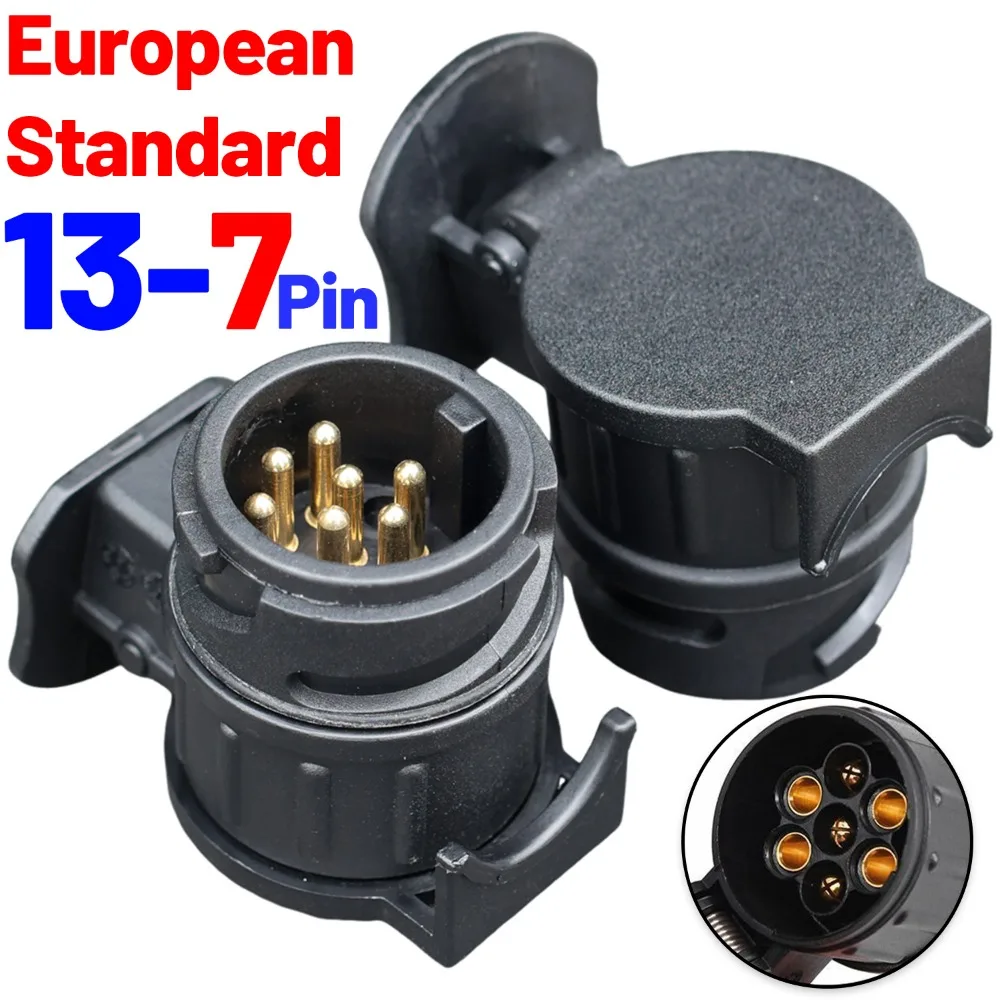 

Euro 13 To 7 Pin Socket Trailer Adapter Converter Connector Waterproof Power Supply Modification Accessories for RV Cargo Truck