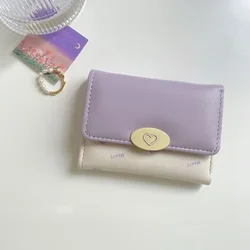 BOMO Cute Wallets for Women Sweet Coin Purse Korean Style Fashion Pu Leather Designer Ins Pretty Purses Short Card Wallet