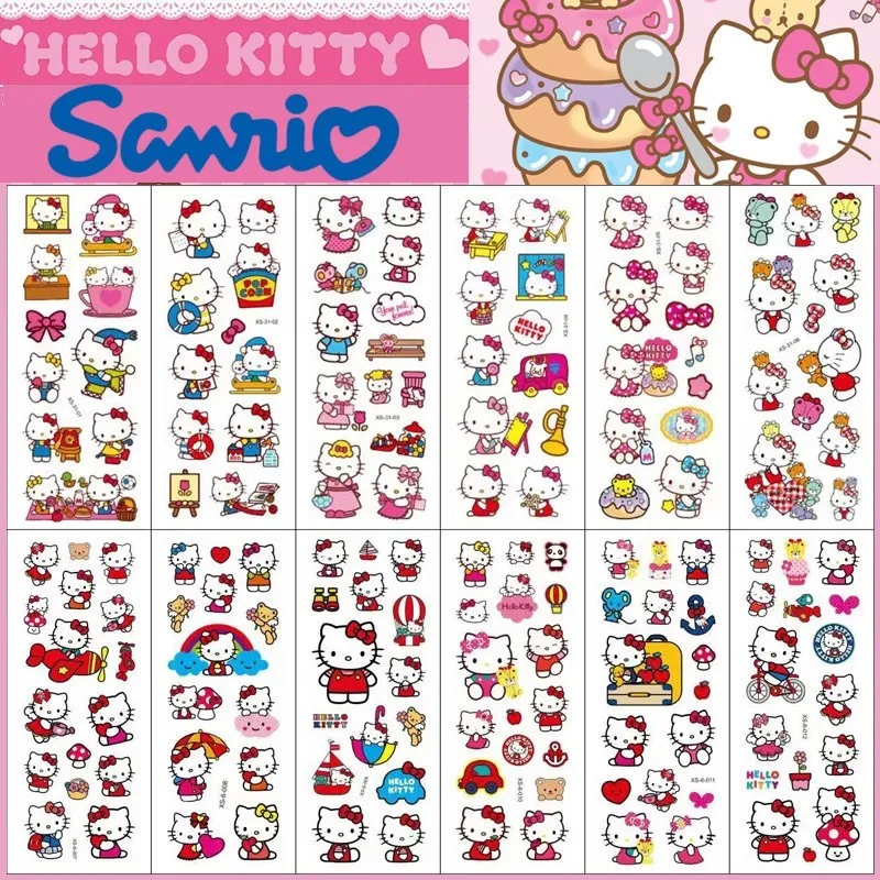 12 Stuks Hello Kitty Bubble Stickers Kawaii Driedimensionale 3d Sanrio Stickers Schattige Cartoon Geen Herhaling Kids Diy Speelgoed Sticker