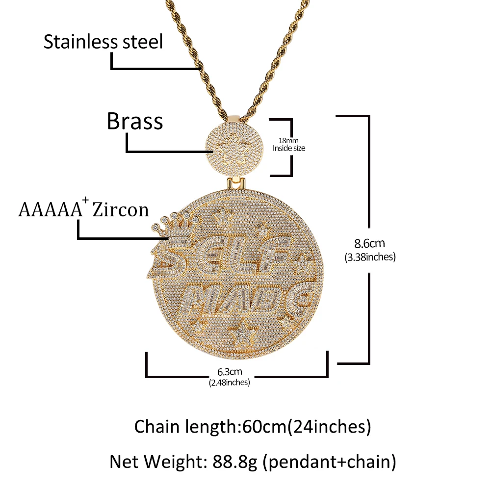 UWIN Majestic Hip Hop Pendant - Big & Heavy CZ Star, Unmatched Glamour, Full Pave Bling for Mens Fashion Statements