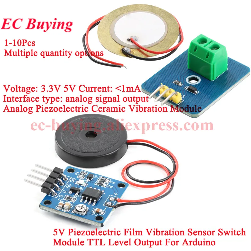 Analog Piezoelectric Ceramic Vibration Sensor Module Film Piezo Vibration Buzzer Signal Switch TTL Level Output For Arduino R3