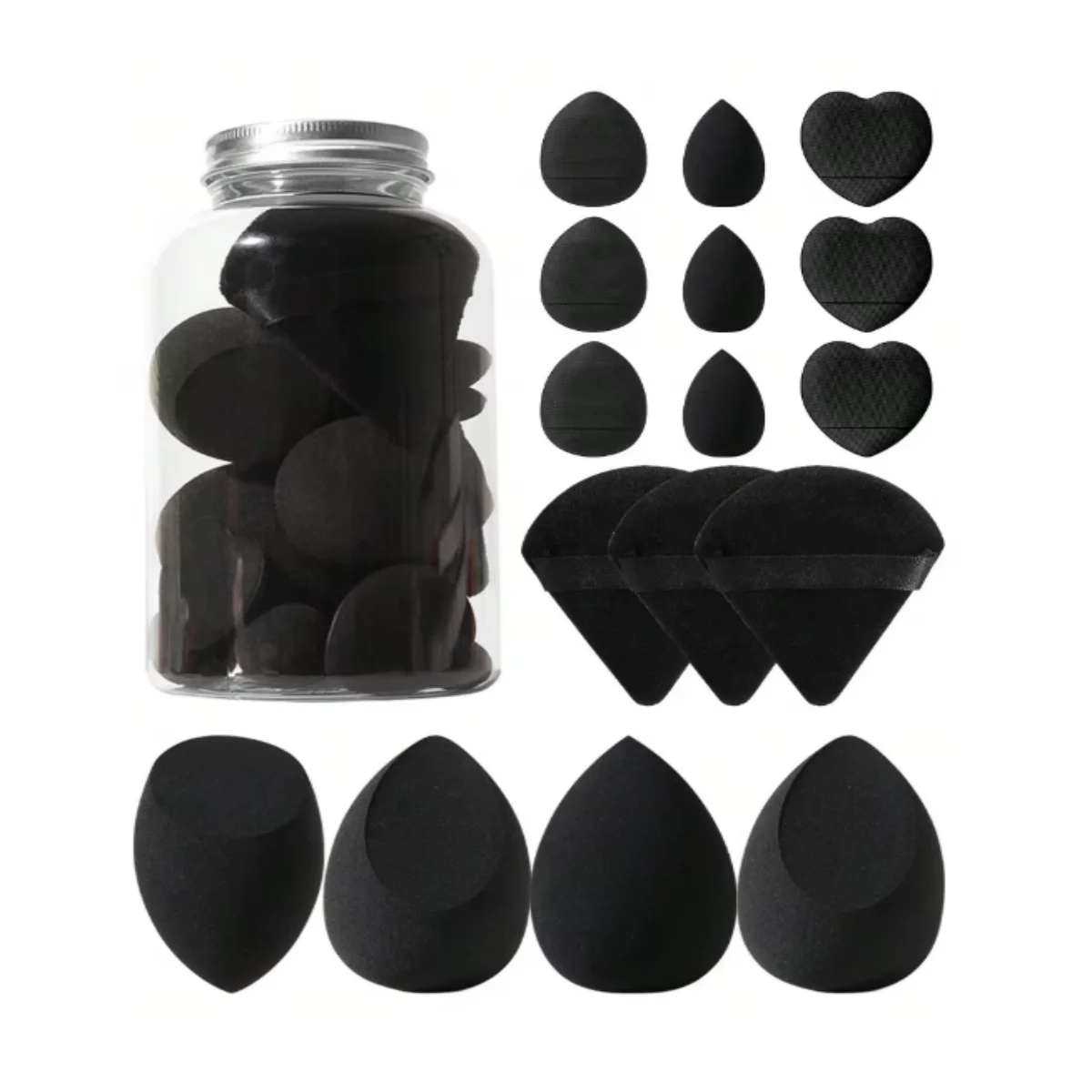 Gesicht Make-up-Tool-Set mit Organizer, große Schönheit Eier Fan Puffs Mini Beauty Eier Daumen Puffs Make-up Schwamm Puffs