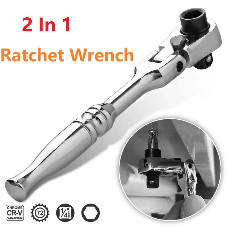 Imagem -02 - Double Ended Ratchet Wrench Quick Spanner Tool Chave de Fenda Soquete Bit Faça Você Mesmo Home Repair Ferramenta Mão em 72 Dentes 14