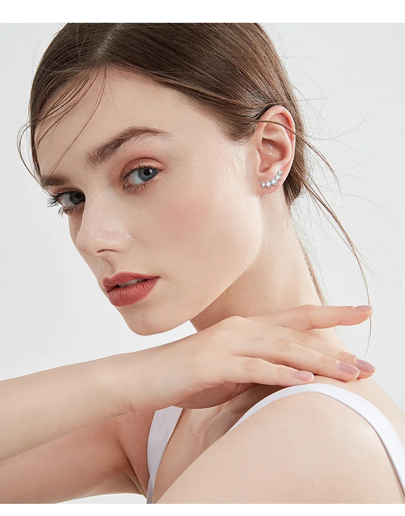 Moissanite Stud Earrings 925 Sterling Silver 18k Plated  Smile Earrings For Women Jewelry