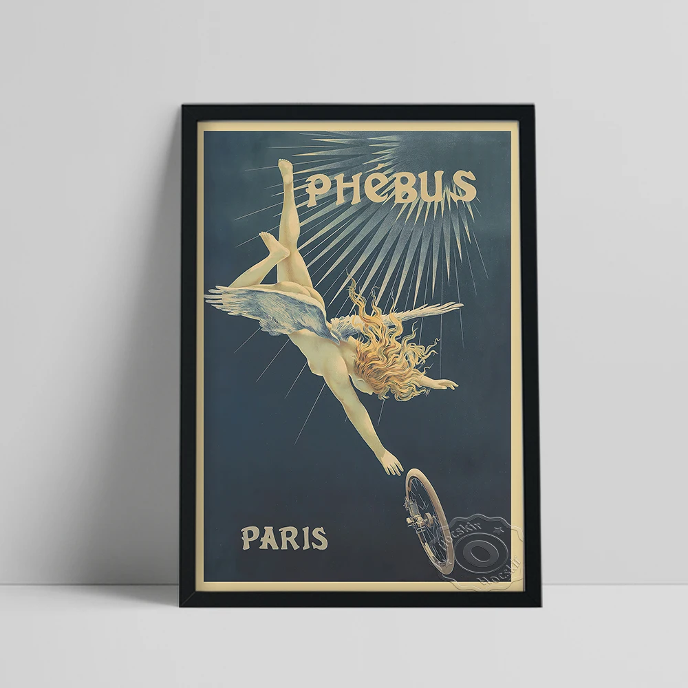 

Henri Boulanger Vintage Art Print Paris Wall Picture Angel Cupid Carriage Wheel Canvas Painting Decor