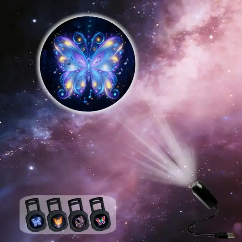 Creative Dreamy Butterfly Pattern Themes USB Projection Light For Room Ceiling Background Decoration