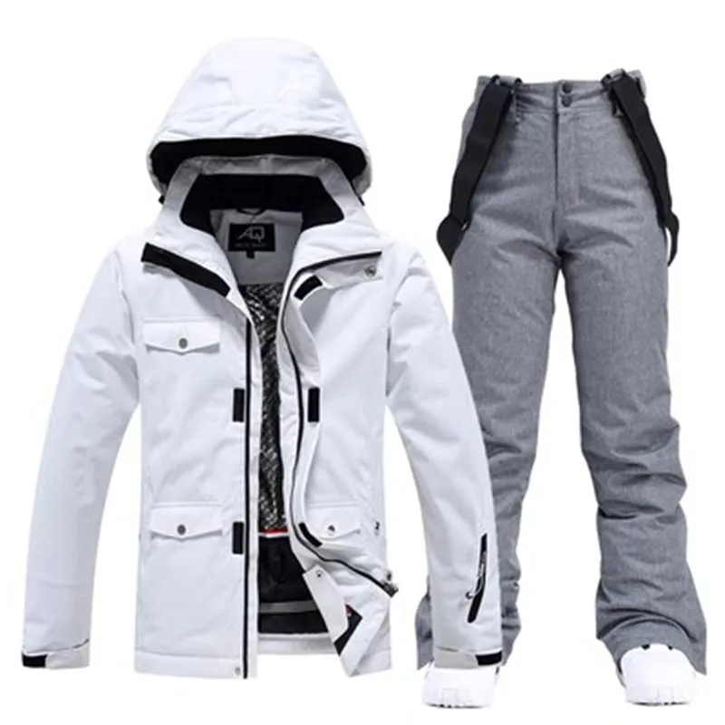 Ski Suit Winter Men Women Solid Color Snow Ski Jacket Warm Windproof Thickened Snowboard Pants Waterproof Alpine Ski Set