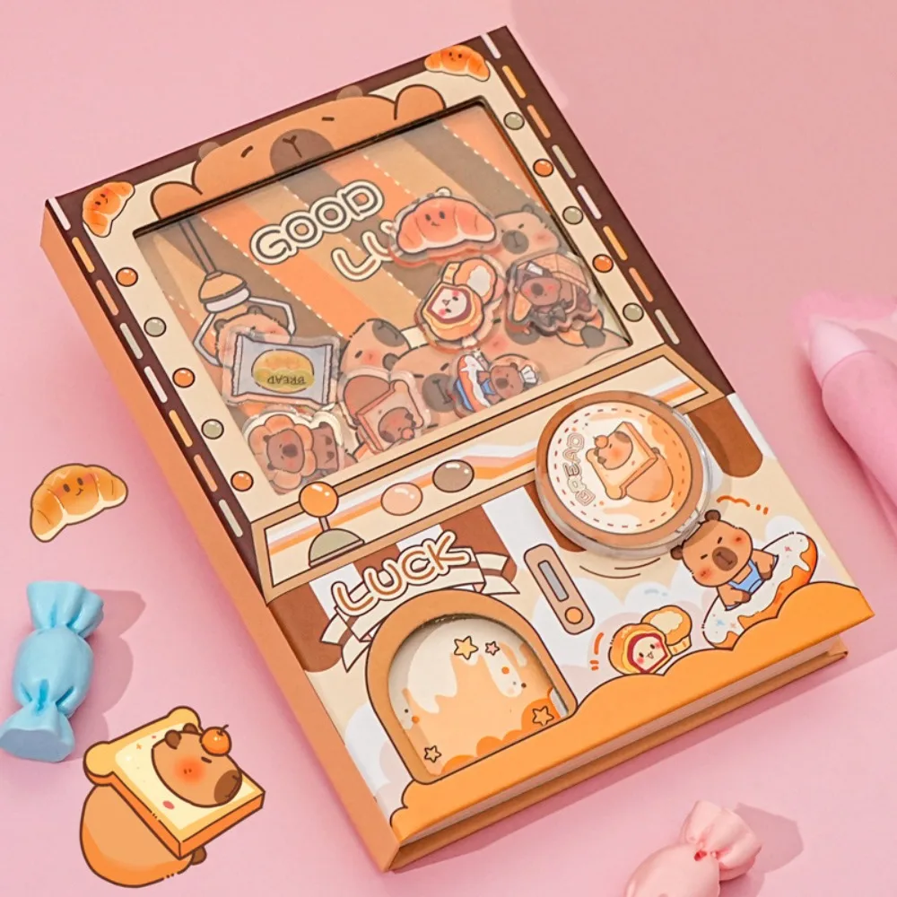 

Color Inner Page Gashapon Mahines Notebook Relaxing Kawaii Capybara Notebook Shaking Diary Square Writing Pad Decompression