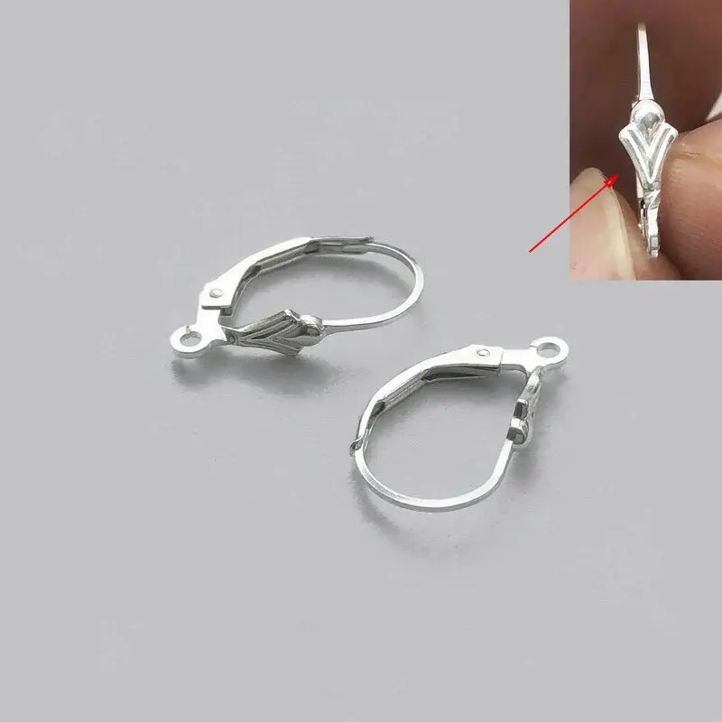 925 فضة فلور دي ليز Leverback ث/حلقة عادي Leverback الفضة سلك الأذن للمجوهرات اكسسوارات المشبك ل Earri