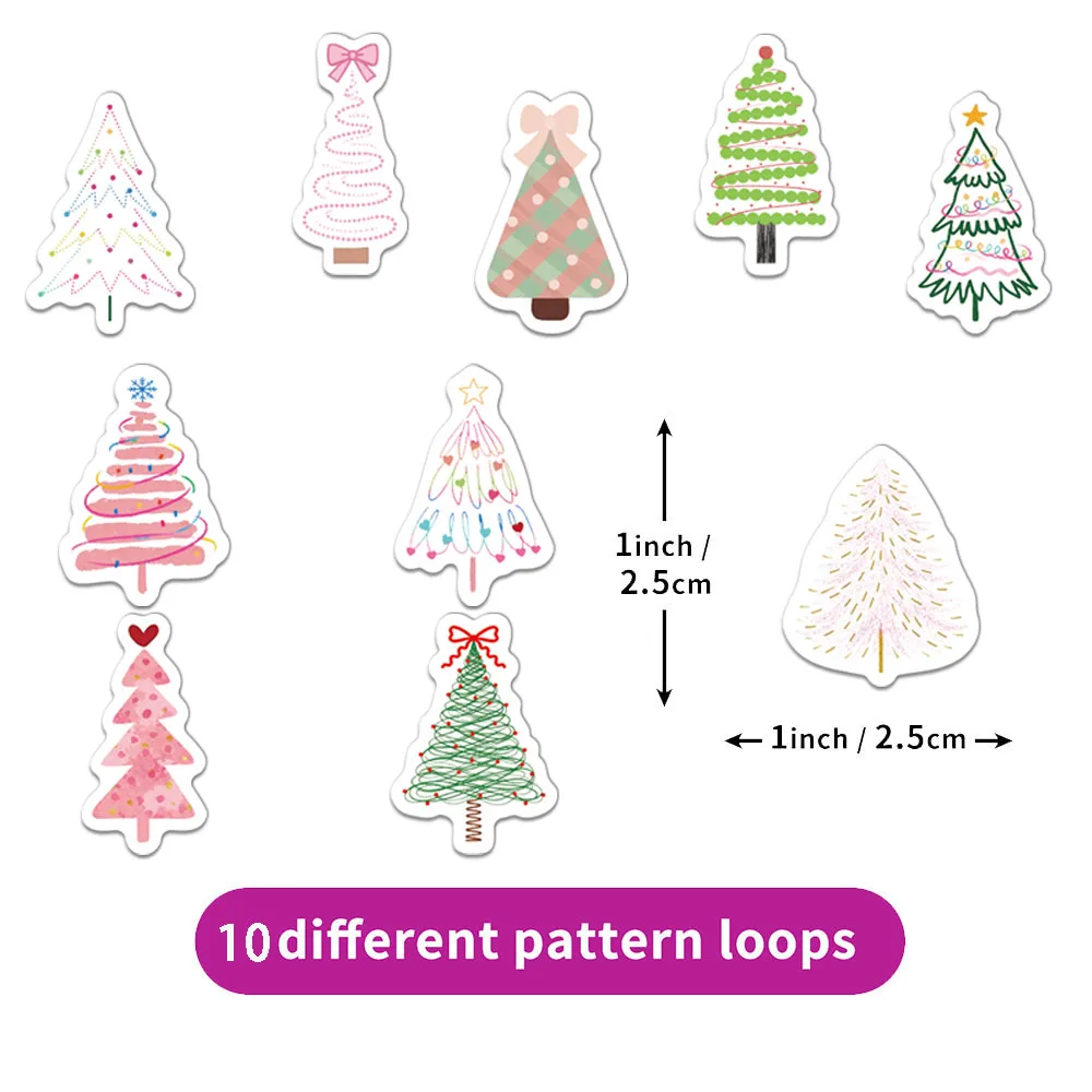 500PCS Creative Christmas Tree Roll Sticker Phone Case Decoration DIY Phone Case Notebook Water Cup Personalized Stickers