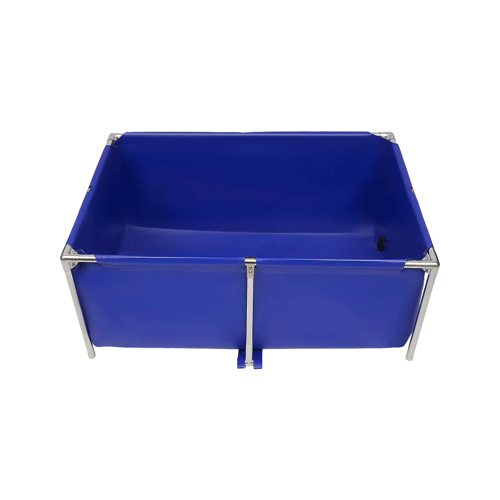 Foldable Canvas Fish Pond 120x80x50cm, Outdoor Aquarium Koi Breeding Tank with Drain Valve, Stainless Steel Frame Pool for Fish 4