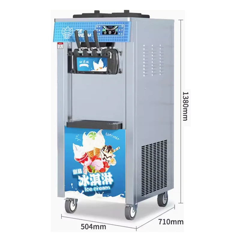 

Soft Ice Cream Machine Commercial Stainless Steel Three Flavors Refrigeration Equipments Vertical Summer Sundae Cone Maker