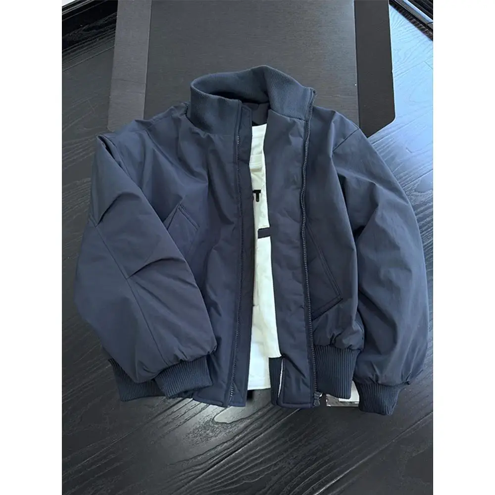 

Cleanfit Royal Blue Men's Cotton Jaet Winter Thiened Stand Collar Baseball Sle Flng Jaet American Cotton Outerwear