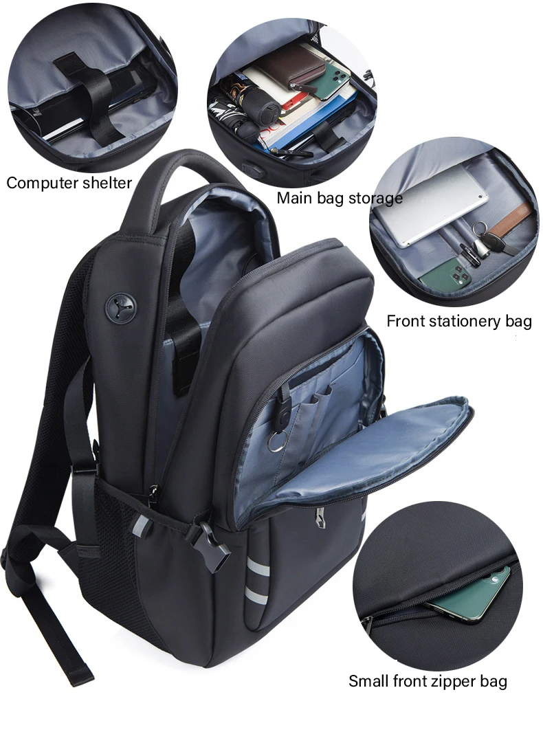 New Men Backpack Usb School Backpacks 15 Inch Business Laptop Backpack Large Capacity Bag for Men Waterproof Backpack Bags