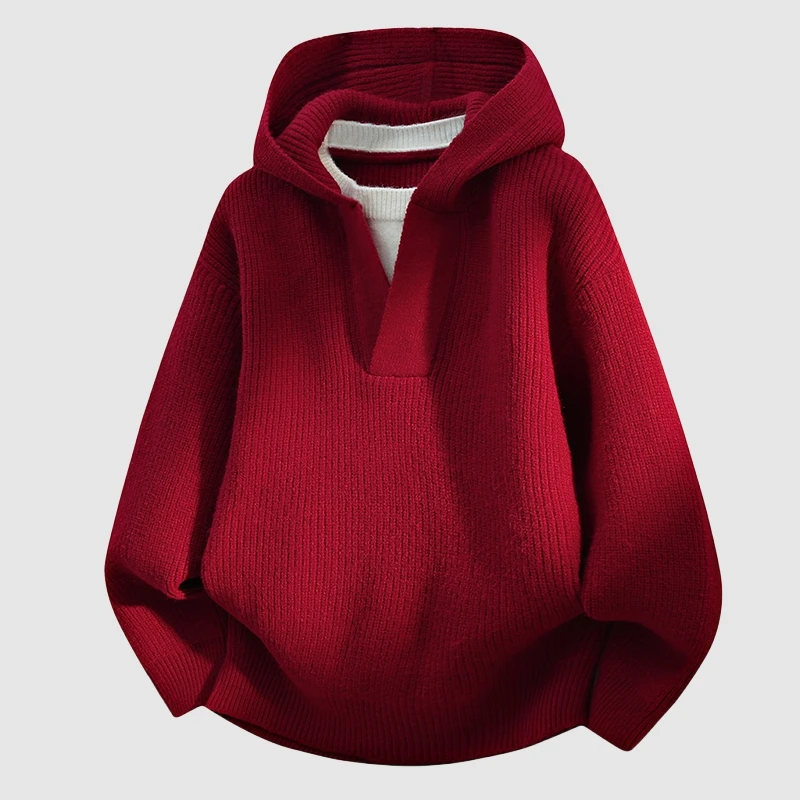 

Red Hooded Knitted Sweater Men Women Autumn Winter Trendy Brand Student Color Blo Camere Base irt Warm Long Sve Zipper