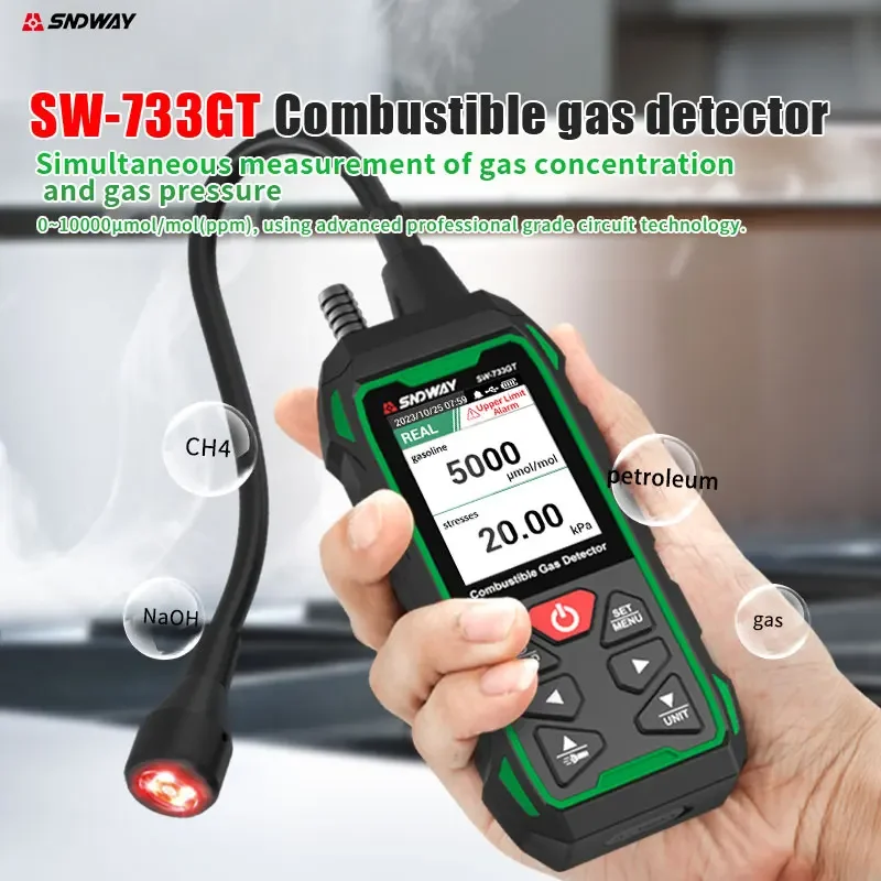 

HABOTEST HT601A HT601B Gas Leak Detector 0-1000PPM Sound & Screen Alarm Combustible Flammable Natural Methane Gas Detector