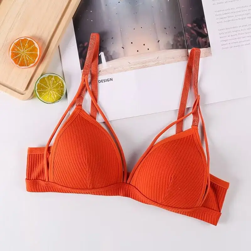 Sexy Women Bra Wire Free Brassiere Push Up Lingerie French Triangle Cup Bra Underwear Thread Top Female Intimates Bralette