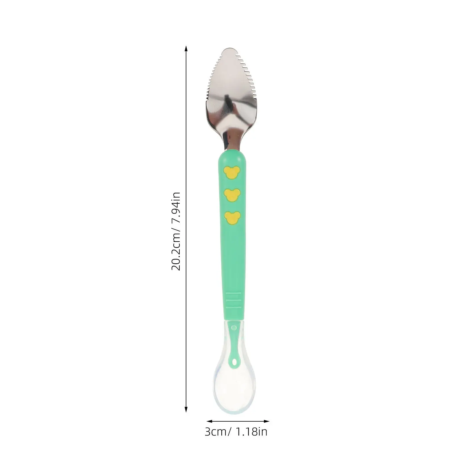 2Pcs Baby Silicone Feeding Spoon Double Head Fruit Scraping Infant First Feeder Soft Ergonomic Handle Baby LED Weaning Feeding