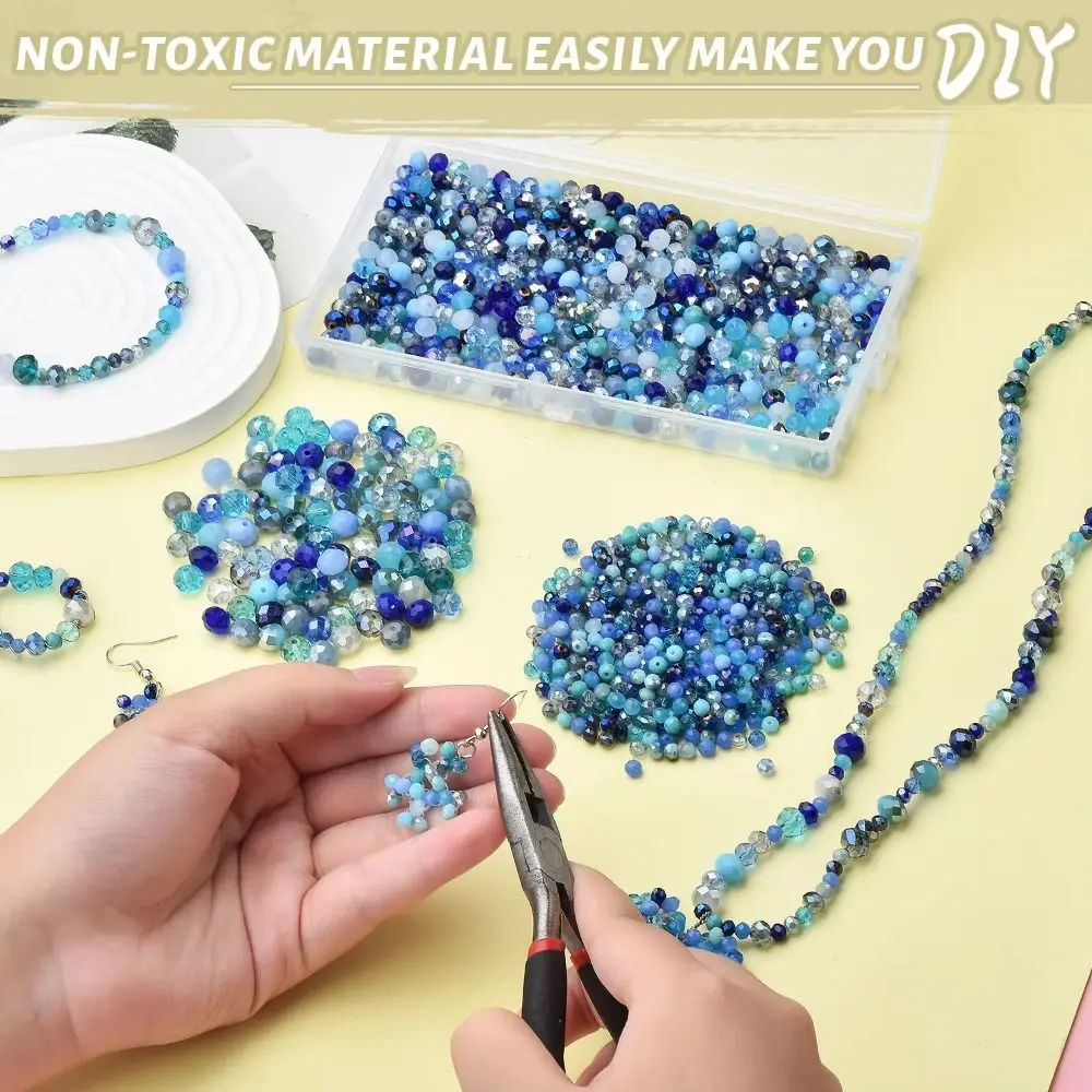 1000Pcs Jewelry Making Assorted Round Beads DIY Making Geometric Shape DIY Jewelry Accessories Mixed Size String Beads