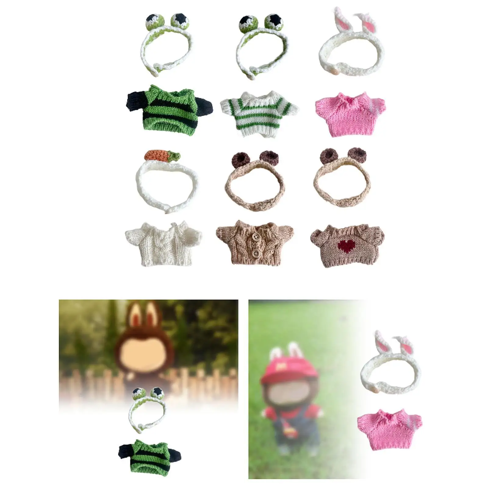 2 Pieces Fashion Dolls Sweater and Hairband, Miniature Clothes Costume for 15-17cm Boy Dolls Dress up Halloween Gifts