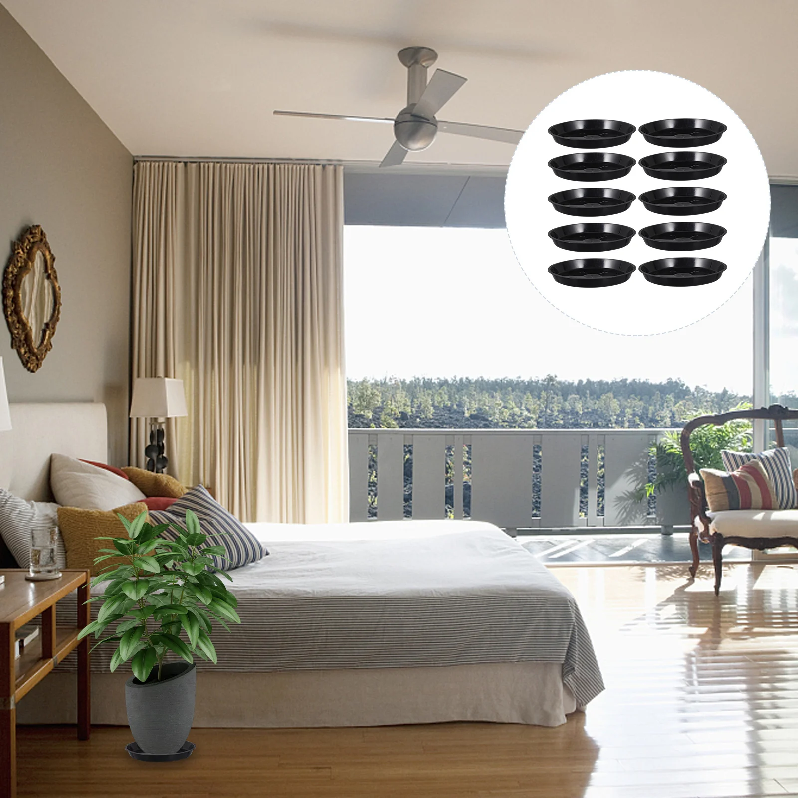 

10 Pcs Flower Pot Holder Flowerpot Pallet Pots Base Tray Bonsai Planter Bottom Black Plastic