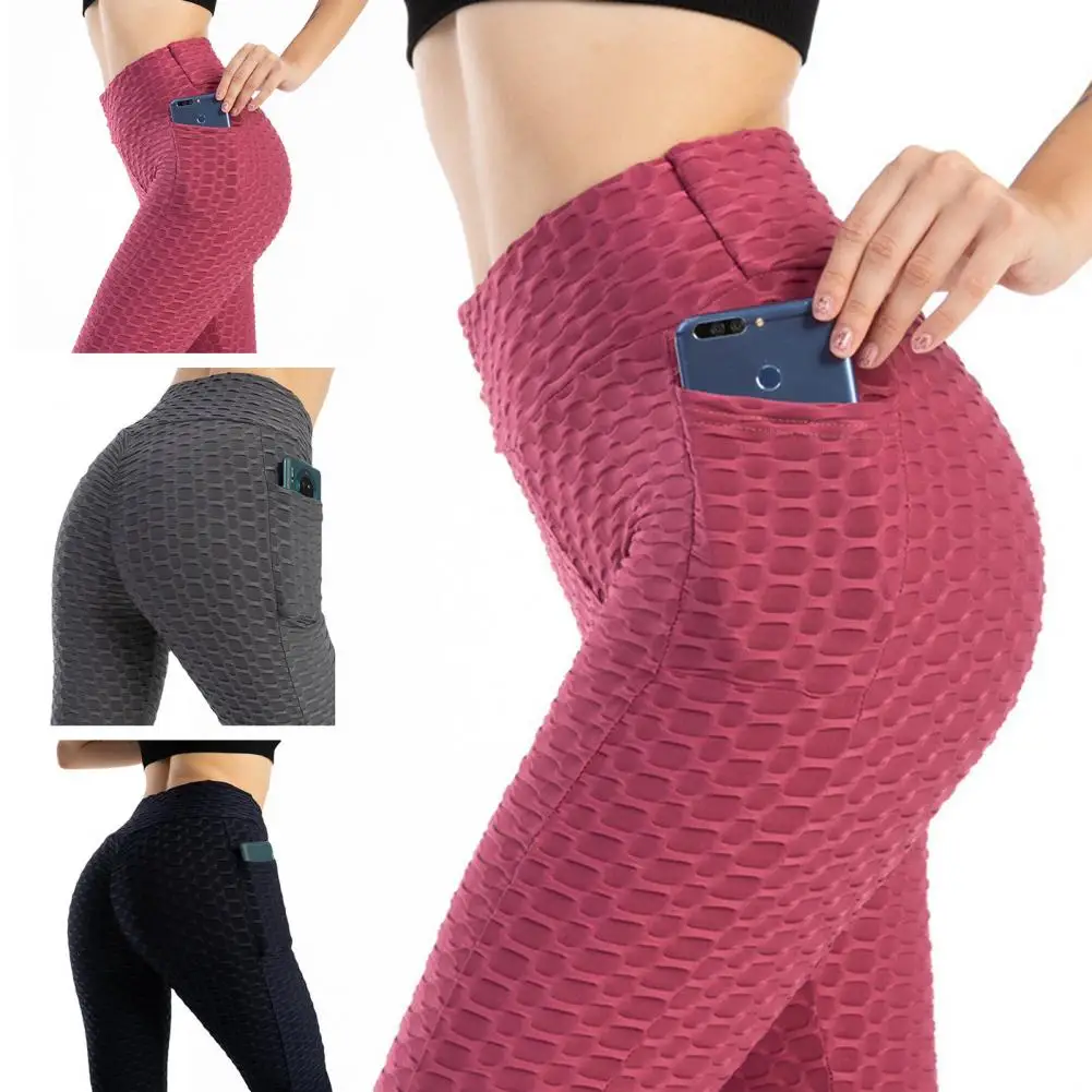 Women High Stretch Pants High Waist Tummy Control Yoga Pants with Butt-lift Phone Pocket for Women Skinny for Jogging