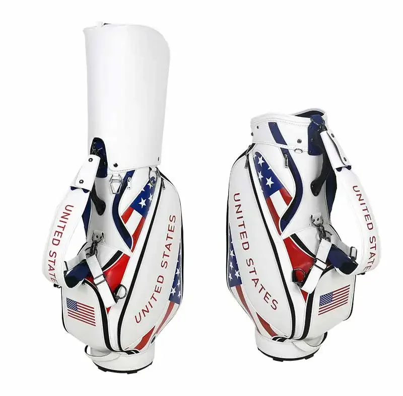 2023 Drop shipping PU Nation flag Colorway Custom Printing Golf staff cart bag Tour PU Golf cart bag