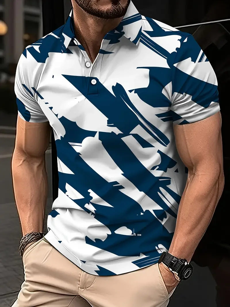 

Hawaiian Style Men's Short Sleeve Polo Shirt Casual Social Lapels Shirts Oversize Men New Fashion 3D Printed Loose Clothing Tops