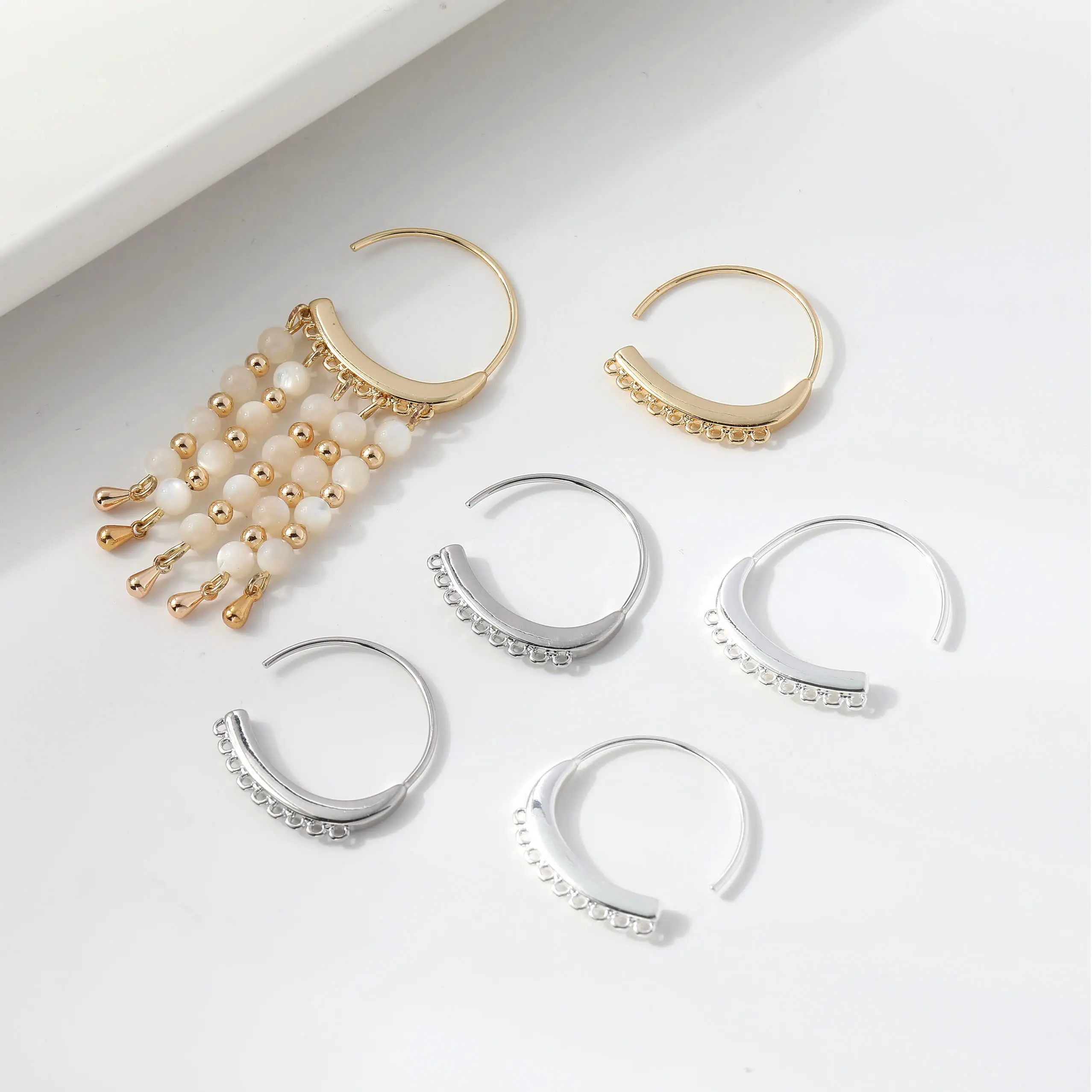4PCS 14K Gold Plated Brass Simple Multi-hole C-shaped Ear Hook Earrings Jewelry DIY Making Supplies Accessories