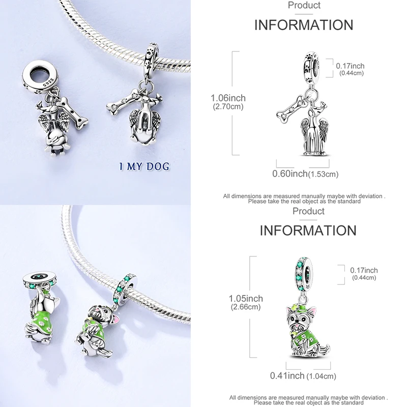 925 Sterling Silber Hund Katze Pfotenabdruck Charm Perlen Glücksbringer Katze Haustierliebhaber Herz DIY Armband Halskette Geschenk für Frauen Mädchen – Detail 11