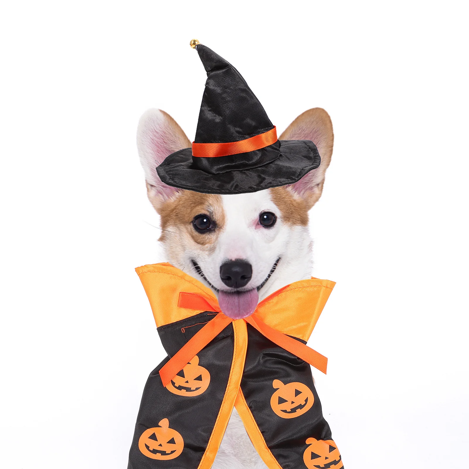 

1Set Pet Halloween Costume Set Cat Dog Cloak Hat Pumpkin Cape Comfortable Exquisite Craftsmanship Lightweight Festival Party