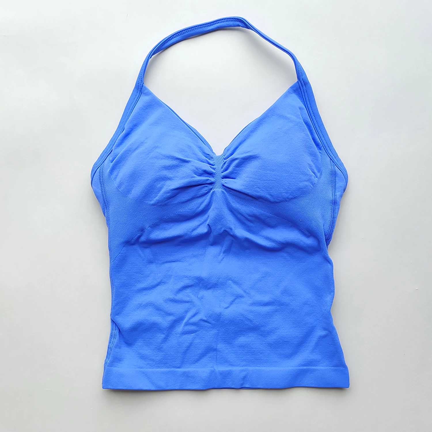 

Ladies Longline Strap Halter Gym Top Scratch Workout Open Back Bra Vest Running Yoga Shirt Fashion Casual Solid Color Top