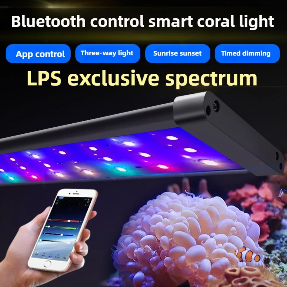 

Saltwater Aquarium Light, Smart Reef Coral Fish Tank Light with Bluetooth Sunrise Sunset Daylight Moonlight 3 Channels 6 Colors