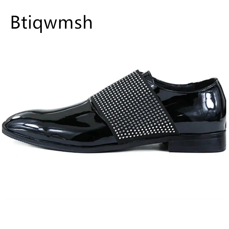 

Luxury Rhinestone Wedding Shoes Man Pointed Toe Mixed Color Lace UP Flats For Men Fashion Party Shoes