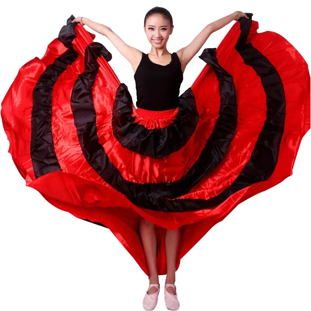 Women's Long Flamenco Skirts Women Red Spanish Clothes Bullfight Festival Gypsy Skirt Performance Stage Ballroom Dance Costumes