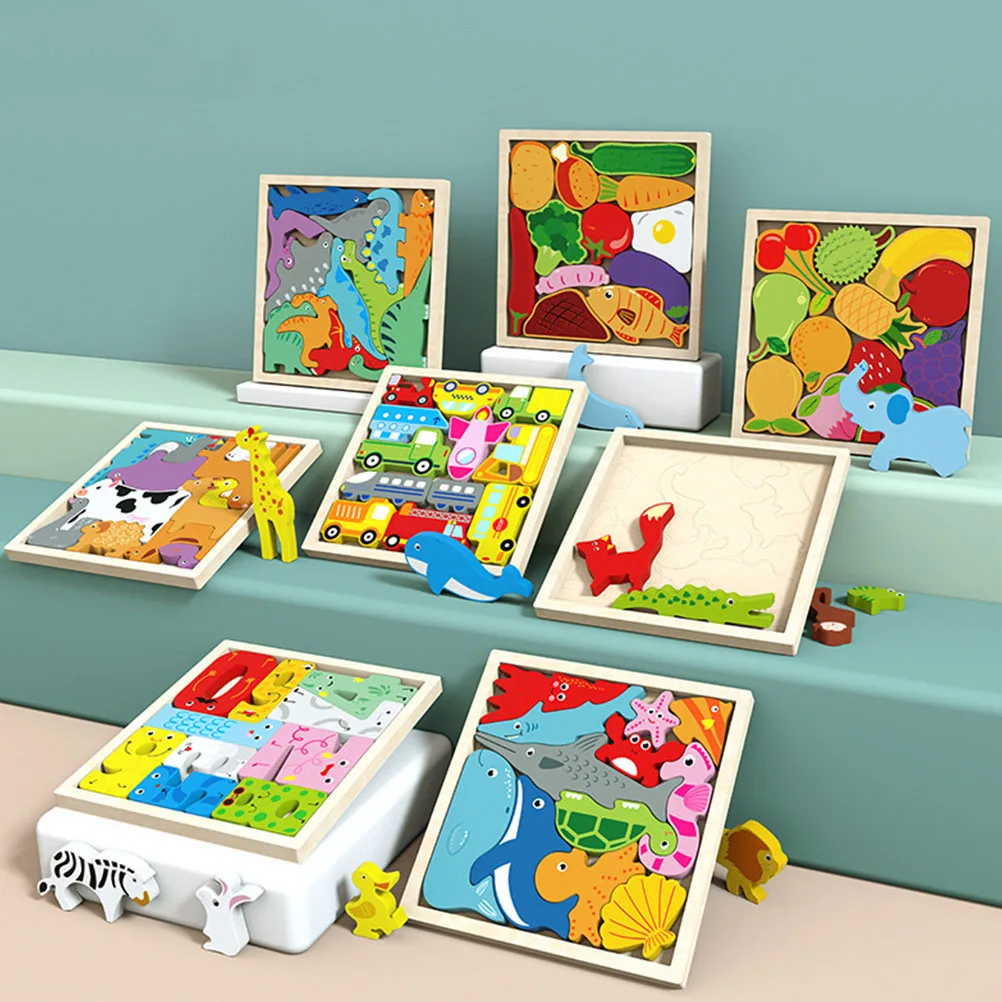 

Cartoon Three-dimensional Puzzle Child Puzzles Wooden Wear-resistant Toddler Toy