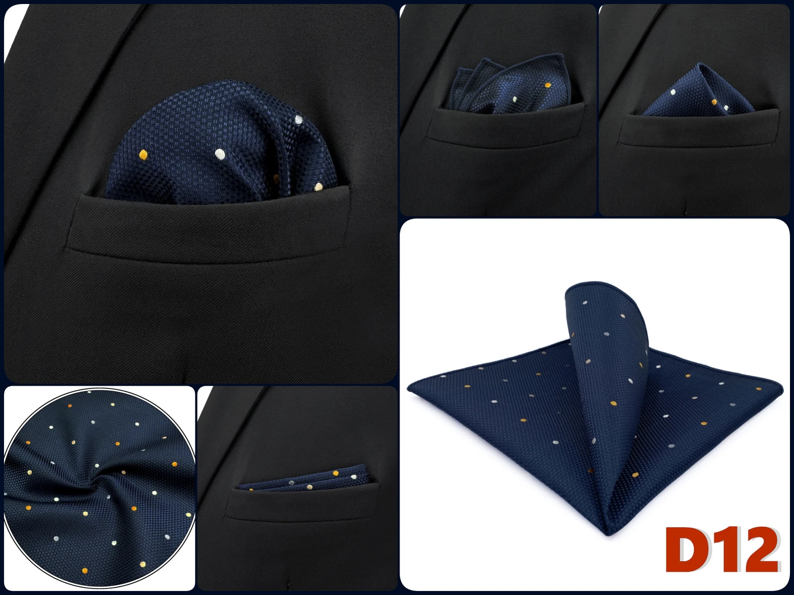 Pocket Square Handkerchief for Men Polka Dot Dots Plaid Check Checkered Suit Pocket Towel Hanky Mens Gift Wedding Business Party