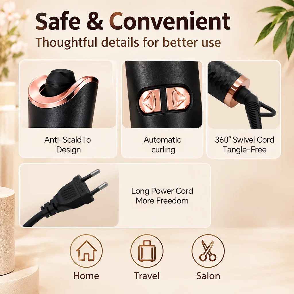 4 Level Temperature Control Rotating Hair Curler For Home Beauty Salon