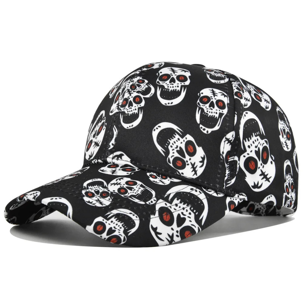 

Vintage Washed Distressed Baseball Cap Hot Selling Skull Digital Design Personalized Dad Cap Printed Unisex Breathable Sun Hat