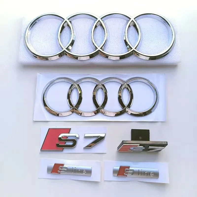 ABS for Audi S7 2019-2024 Before 2019 Car Hood Front Grille Emblem Trunk Badge 4-Ring Sline Side Sticker Replaced Accessories