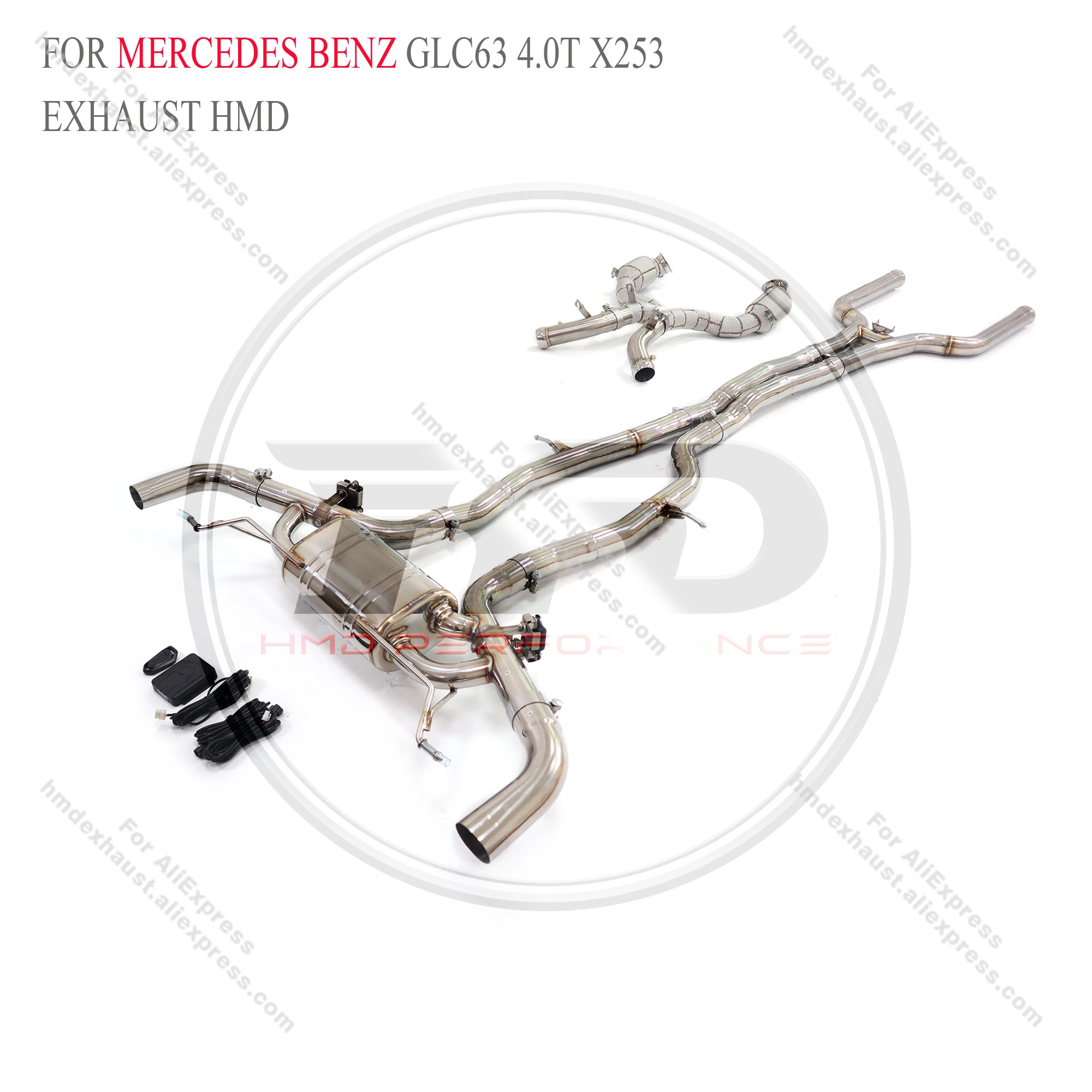 HMD titanium alloy electric valve exhaust catback Mercedes Benz GLC63 4.0T X253 car exhaust pipe