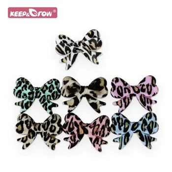 10pc Leopard Print Silikon Perlen Bowknot Tie-dye Mini Perle DIY Schmuck Baby Schnuller Beißring Kette BPA FREI baby Zahnen Bead