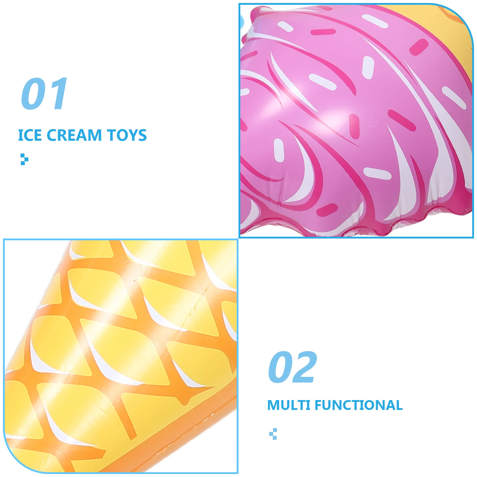 

2Pcs Inflatable Ice Cream Cone Floats PVC Pool Accessories for Kids Bathing Fun Sweet Occasions Pool Party Gifts Floating Toys