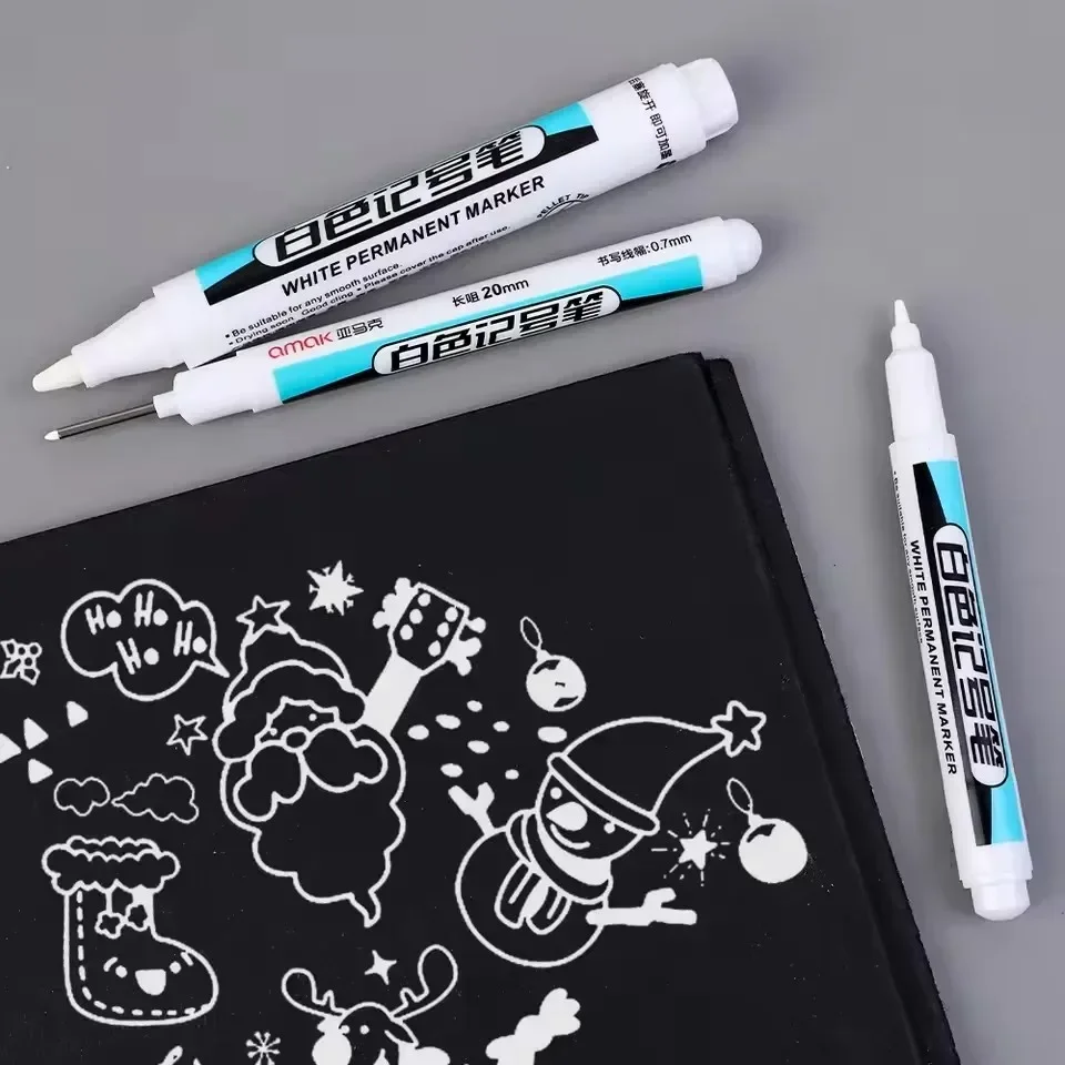 0.7/1.0/2.5MM White Permanent Marker Pens Markers Paint Pen For Wood Rock Plastic Glass Stone Meta Canvas Ceramic Art Supplies image 3